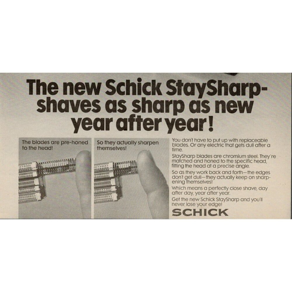1972 Schick Staysharp Electric Razor Vintage Print Ad (L1) - Picture 3 of 3